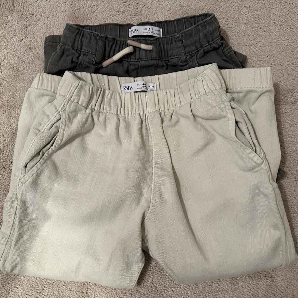 Zara Kids Beige and Gray Bottoms Set